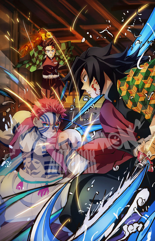 Upper Moon 3 vs. Water Hashira and Tanjiro