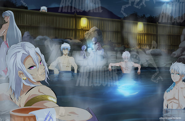 The White Haired Anime I - Hotspring – Inner Demon Artwork